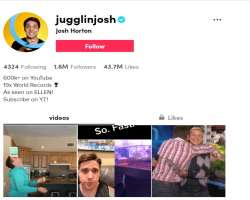 He is also popular on TikTok with his jugglinjosh account. His account has over 1.4 million fans.